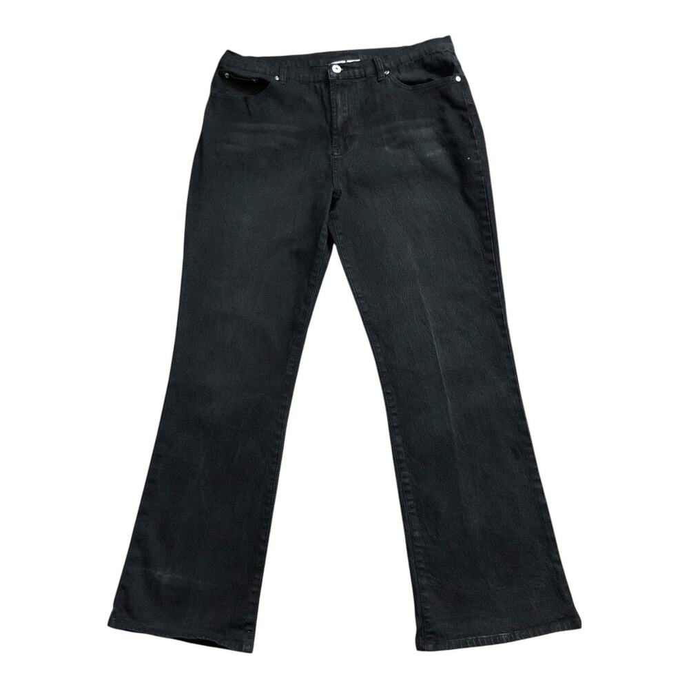 DG2 Diane Gilman Black Jeans Womens 16 Bootcut Stretch Denim 30.5" Inseam